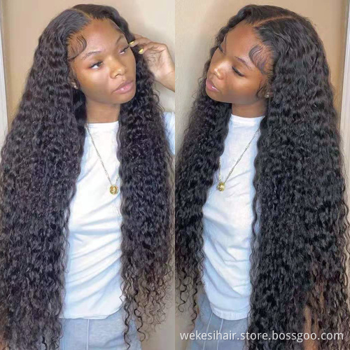30 Inch Brazilian Virgin Hair 100 Percent Water Wave HD Lace Frontal Wig Peruvian Waterwave Wig Deep Curly Wave Human Hair Wig